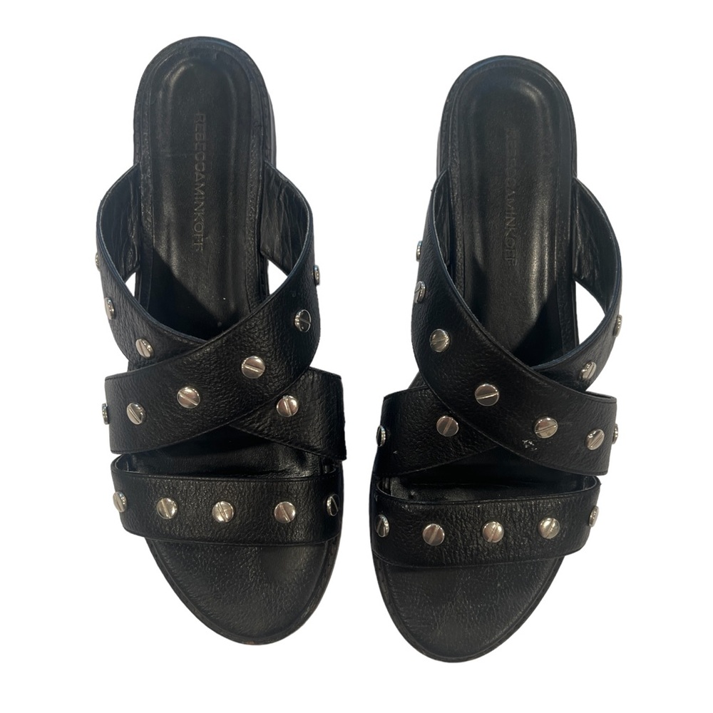 Rebecca Minkoff Susie Studded Sandals Women Shoe Size 9 M Black Leather Slides